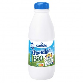 Lait Bio demi-écrémé stérilisé U.H.T. issu de l'agriculture biologique - Grandlait - Candia - bouteille 1L