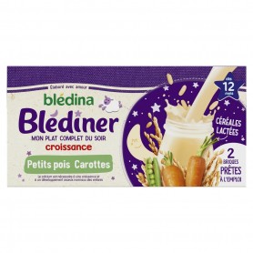 BLEDINA BLEDINER Briques Petits pois Carottes 2X250 ML Dès 12 mois