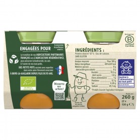 BLEDINA LES RECOLTES BIO Patates Douces 2x130g Dès 4/6 Mois