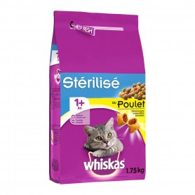 WHISKAS Croquettes au poulet pour chat adulte stérilisé 1,75kg