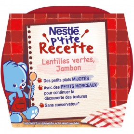 NESTLE P'TITE RECETTE Lentilles Vertes Jambon - 2 x 200g - Dès 12 mois