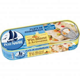 Filets de Maquereaux Vin blanc  Aromates sans arôme ajouté PETIT NAVIRE 175g