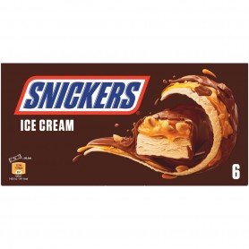 Snickers glace, cacahuètes (12%) et caramel fondant (16%) dans un enrobage cacao (27%) 6 barres 301.8ml 273.6g