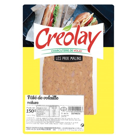 Paté de volaille nature - CREOLAY - 150g
