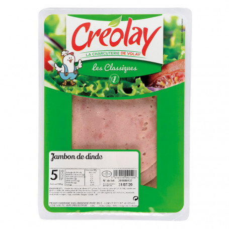 Jambon de dinde 5 tranches - CREOLAY - 150g