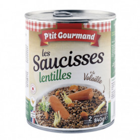 Saucisses volaille lentilles - P'TIT GOURMAND - 840g