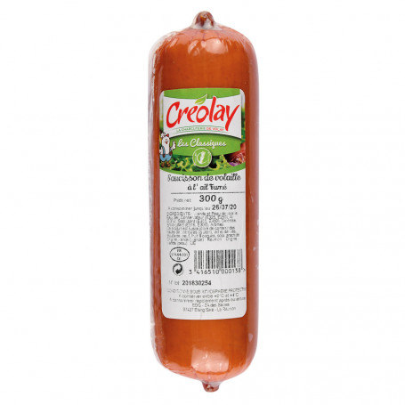 Saucisson de volaille à l'ail fumé - CREOLAY - 300g