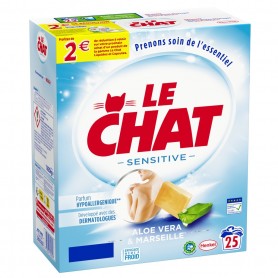 LE CHAT SENSITIVE - Lessive en poudre - Boite 1,630kg / 25 mesures
