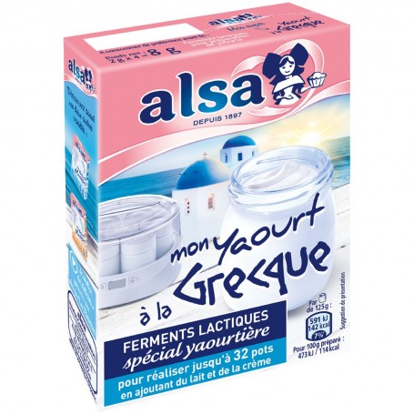 Yaourt Grecque Ferments Lactiques alsa 4 sachets 8g