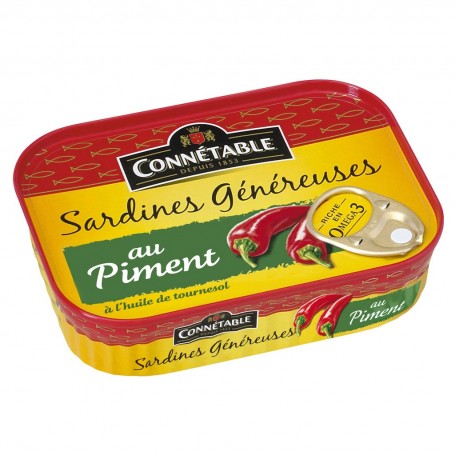 1/5 Sardines Généreuses à l'huile de tournesol et au piment 140g Connétable