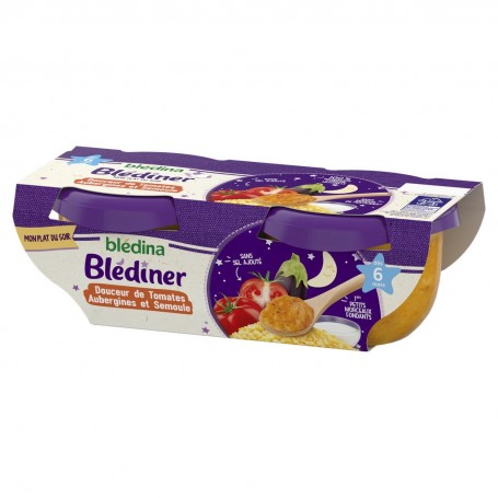 BLEDINA BLEDINER BOLS Douceur de Tomates Aubergines et Semoule 2x200g dès 6 mois