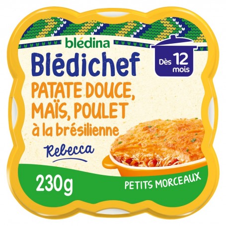 BLEDINA BLEDICHEF Purée de Patates Douces  Maïs , Poulet à la Brésilienne 230g Dès 12 mois