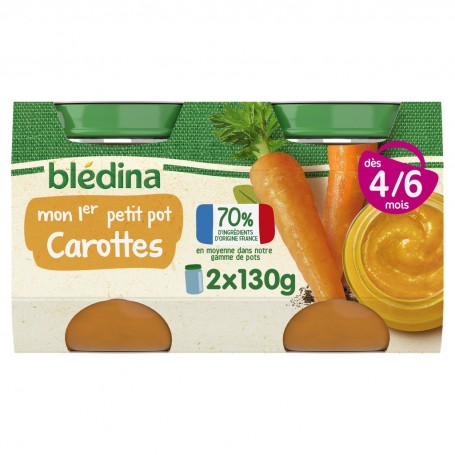 BLEDINA Mon 1er Petit Pot Carottes 2x130g Dès 4/6 mois