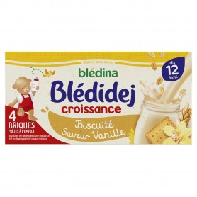 BLEDINA BLEDIDEJ Croissance Biscuité Saveur Vanille 4x250ml Dès 12 Mois