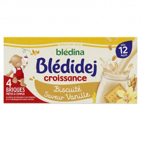 BLEDINA BLEDIDEJ Croissance Biscuité Saveur Vanille 4x250ml Dès 12 Mois