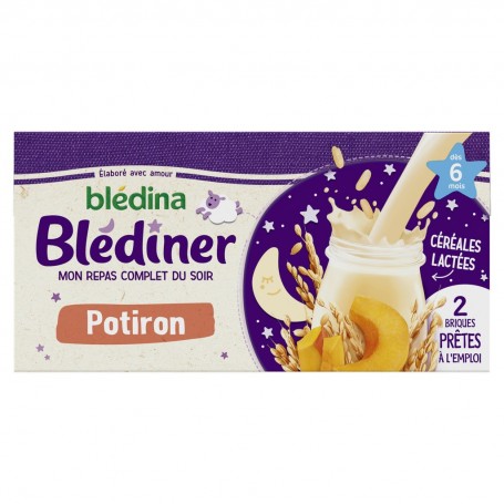 BLEDINA BLEDINER BRIQUES Potiron 2x250ml Dès 6 mois