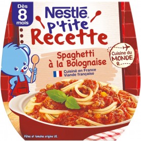 NESTLE P'TITE RECETTE  Spaghetti à la Bolognaise - 2 x 200g-Dès 8 mois