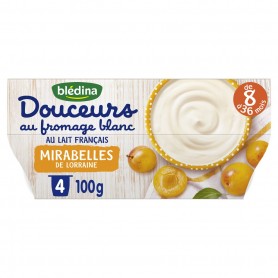 BLEDINA Douceur au Fromage Blanc et Mirabelle 4x100g de 8 à 36 mois