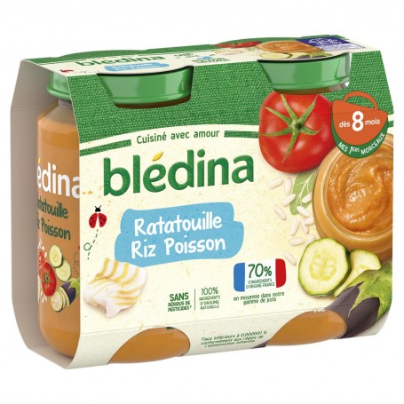 BLEDINA POTS Ratatouille Riz Poisson 2X200G dès 8 mois