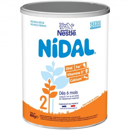 NESTLE NIDAL 2 Lait Infantile 2ème âge 800g de 6 mois à 1 an