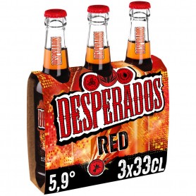 Desperados Red - Bière aromatisée au spiritueux Cachaça, Fruits rouges, Guarana -3x33cl - 5.9