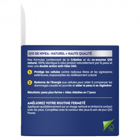 Crème visage Nuit Anti-rides Fermeté Q10 POWER NIVEA le pot de 50ml