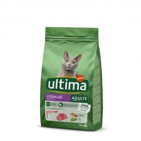 ULTIMA croquettes Chat Stérilisé Adulte Bœuf 1,5kg