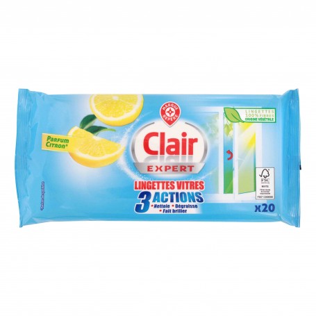 LINGETTES VITRES 3EN1 CITRON X 20(1061675)