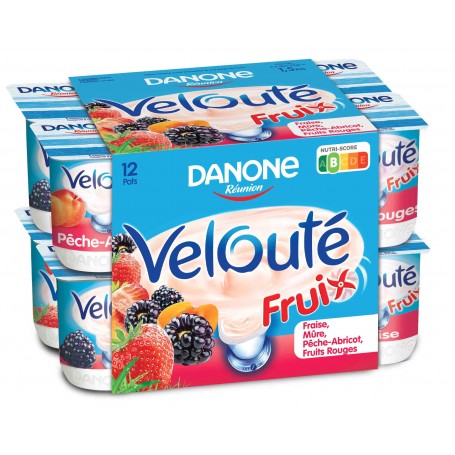 Velouté fruix fraise, mûre, pêche-abricot, fruits rouges x12 - DANONE - 1,5kg