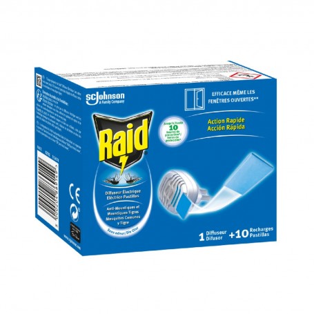 RAID DIFFUSEUR ÉLECTRIQUE PLAQUETTE INODORE - ACTION RAPIDE
