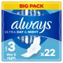 Always Ultra Serviettes Day  Night (Taille 3) Ailettes x22 Serviettes