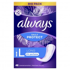 Always Dailies Protect Protège-Slips Long 0% de parfum 48 Unités