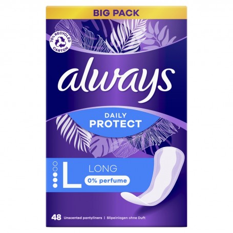 Always Dailies Protect Protège-Slips Long 0% de parfum 48 Unités