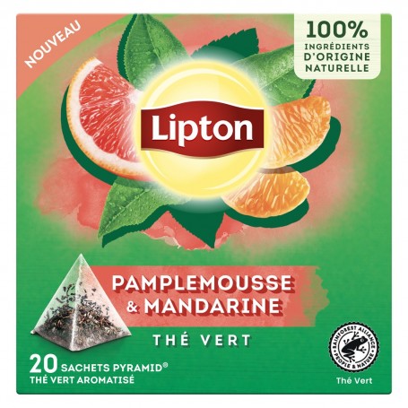 Lipton Thé Vert Pamplemousse et Mandarine 20 Sachets Pyramid®