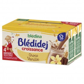BLEDINA BLEDIDEJ Croissance Choco-Vanille 4X250ml Dès 12 mois