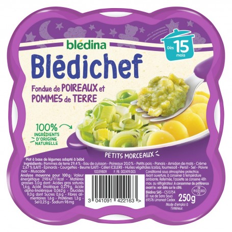 BLEDICHEF 250g Fondue de Poireaux et Pommes de terre Dès 15 mois