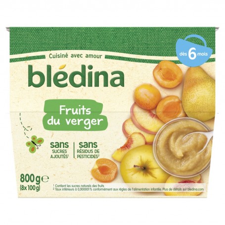 BLEDINA COUPELLES FRUITS Fruits du Verger 8x100g Dès 6 Mois