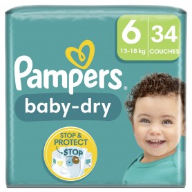 Pampers Baby Dry Couches Géant T6 34CT