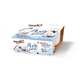Yaourt éclats de chocolat parfum coco x4 - PERLE DE LAIT - 400g