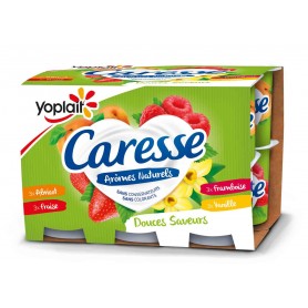 Yaourt Caresse fraise, abricot, vanille, coco x12 - YOPLAIT - 1,5kg