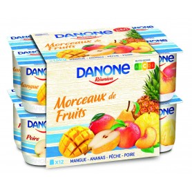 Yaourt mangue, ananas, pêche, poire x12 - DANONE - 1,5kg