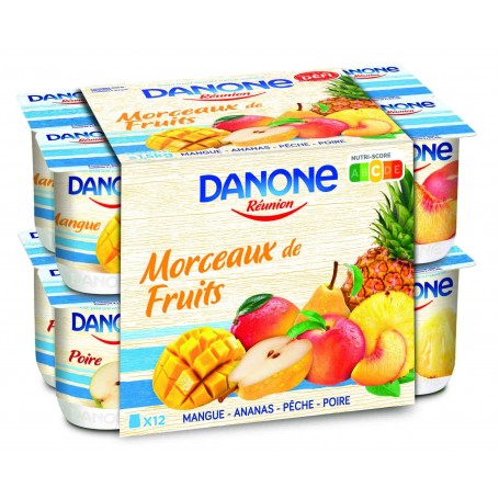 Yaourt mangue, ananas, pêche, poire x12 - DANONE - 1,5kg
