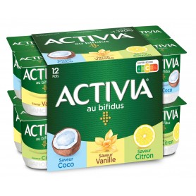 Yaourt coco, vanille, citron x12 - ACTIVIA - 1,32kg
