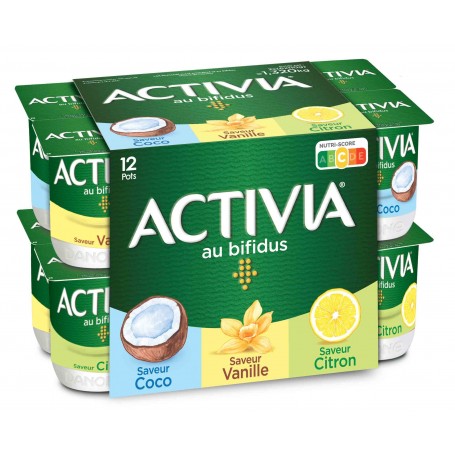 Yaourt coco, vanille, citron x12 - ACTIVIA - 1,32kg