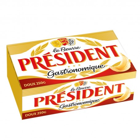 PRESIDENT BEURRE GASTRONOMIQUE DOUX 82%MG PLAQUETTE 250G
