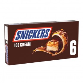 Snickers glace, cacahuètes (12%) et caramel fondant (16%) dans un enrobage cacao (27%) 6 barres 301.8ml 273.6g