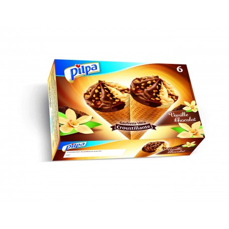 Cônes vanille/chocolat x6 - PILPA - 432g